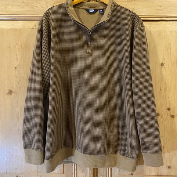 Lands' End Mens Houndstooth Quarter Zip Pullover Sweater Size XXL 50-52 - Picture 1 of 5